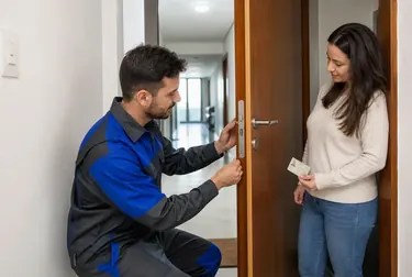Profissional de chaveiro abrindo uma porta em Rio das Ostras.